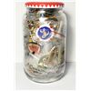 Image 1 : 30)  JAR FILLED WITH ASSORTED LIONS CLUB LAPEL PIN