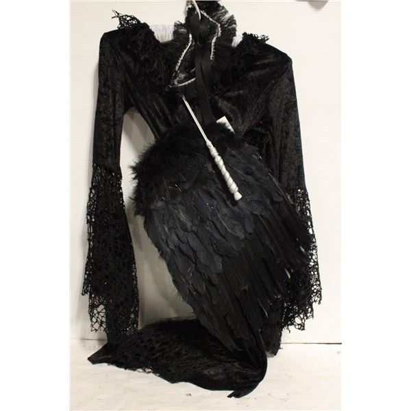 LADIES BLACK ANGEL WINGS VELVET COSTUME-ESTATE