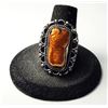Image 1 : 15)  NATURAL BRONZE BIWA PEARL SIZE 8.25 RING STAM