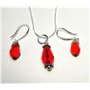 Image 1 : 4)  SET OF CLEAR RED SWAROVSKI CRYSTAL DROP EARRIN