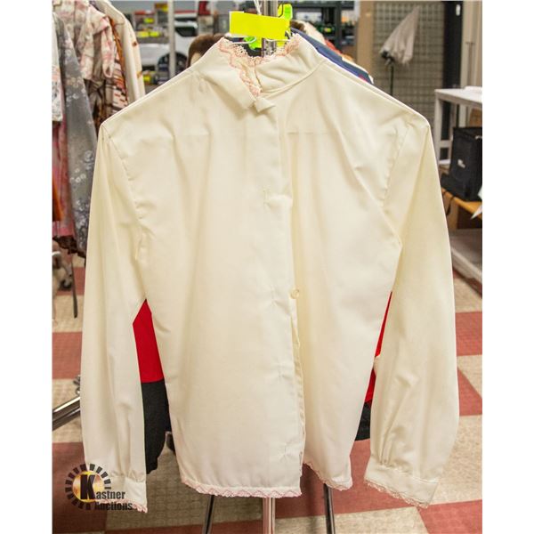 1970S WHITE PINK TRIM SHIRT SZ SM