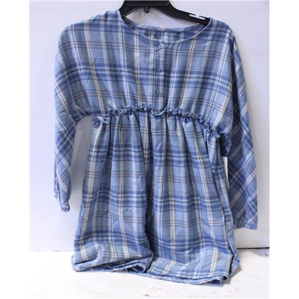NEW GEORGE MINI RUCHED PLAID LONG SLEEVE DRESS