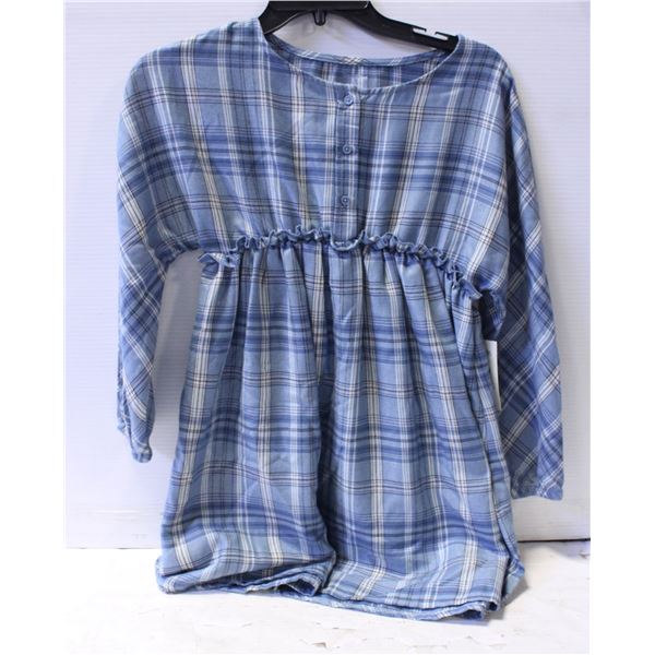 NEW GEORGE MINI RUCHED PLAID LONG SLEEVE DRESS