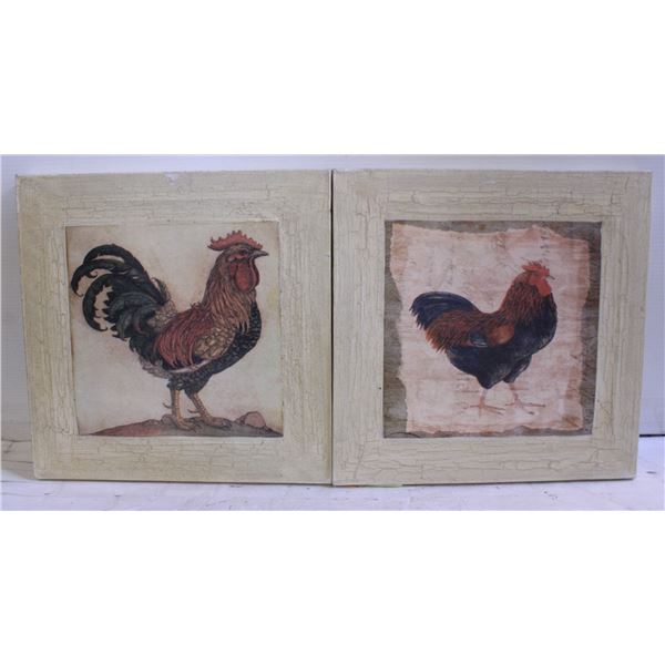 2 ROOSTER PICTURES 15"X15"