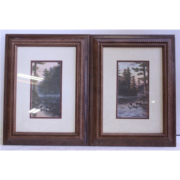 2 SIGNED LOON PICTURES (RICK KELLEY) 19"X15" - E