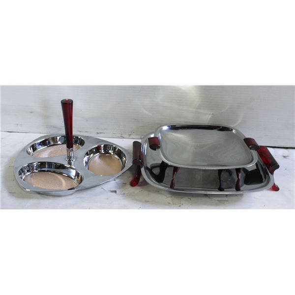 SET OF GLO-HILL SERVING TRAYS