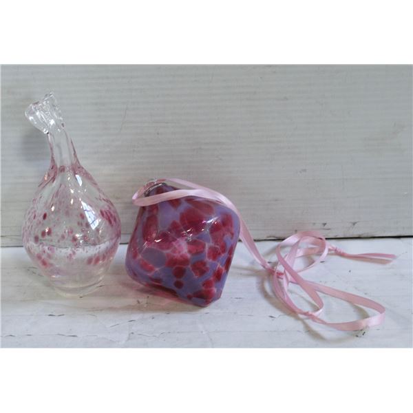 BLOWN GLASS ORNAMENT & BLOWN GLASS PAPERWEIGHT