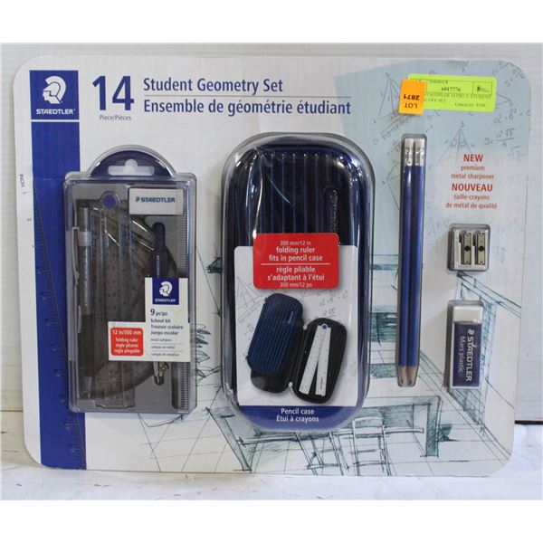 NEW STAEDTLER 14 PIECE STUDENT GEOMETRY SET