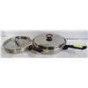 Image 1 : 2 NEW STAINLESS STEEL FRYING PANS W/LIDS