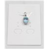 Image 1 : #21-SKY BLUE TOPAZ & CZ GEMSTONE PENDANT