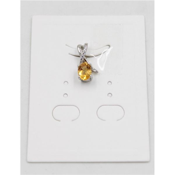 #48-UNHEATED CITRINE  & CZ GEMSTONE PENDANT