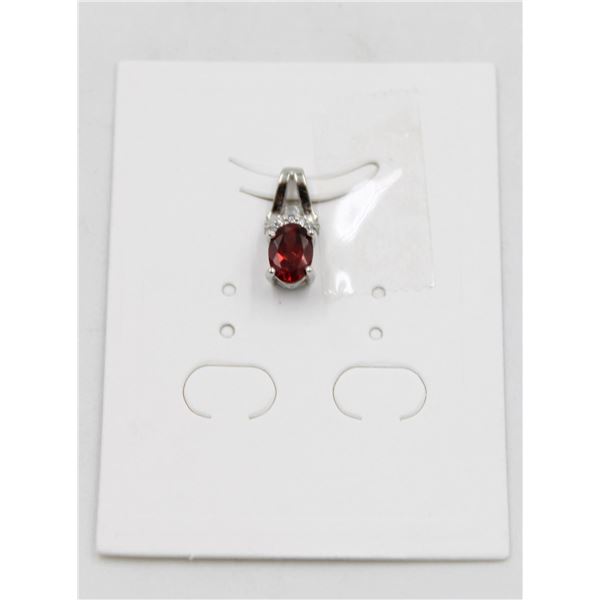 #99-UNHEATED  RED GARNET  & CZ GEMSTONE PENDANT