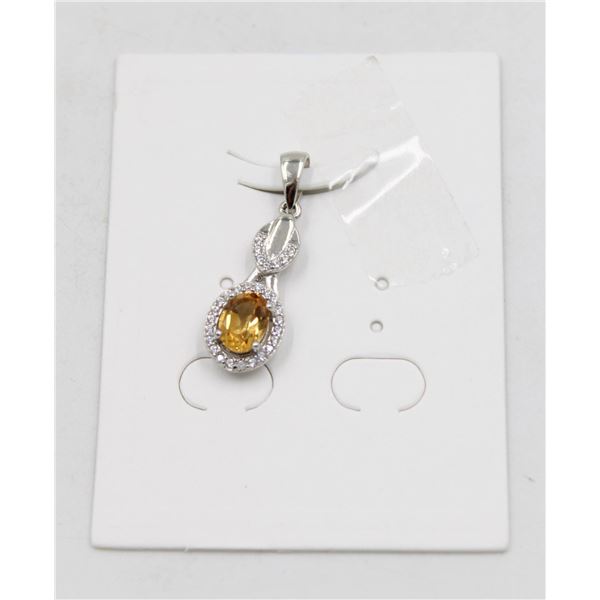 #64-UNHEATED CITRINE  & CZ GEMSTONE PENDANT