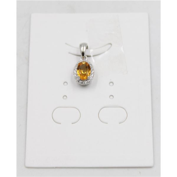 #60-UNHEATED CITRINE  & CZ GEMSTONE PENDANT