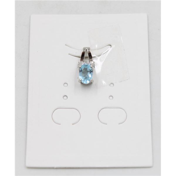 #10-SKY BLUE TOPAZ & CZ GEMSTONE PENDANT