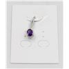 Image 1 : #72-UNHEATED  AMETHYST & CZ GEMSTONE PENDANT