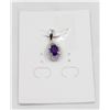 Image 1 : #77-UNHEATED  AMETHYST & CZ GEMSTONE PENDANT
