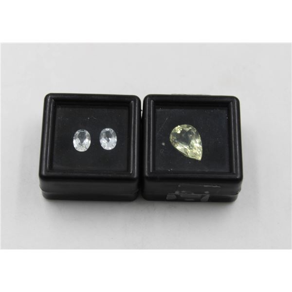 #249- UNHEATED LEMON QZ  4.19CT & WHITE TOPAZ 1.80