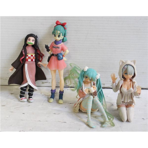 LOT OF 4 JAPANESE ANIME GIRL FIGURINES