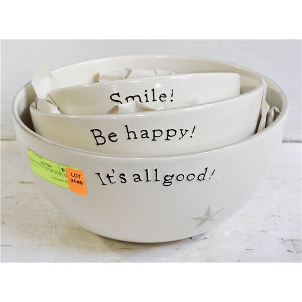 PRIMITIVES BY KATHY BOWL SET "SMILE" +