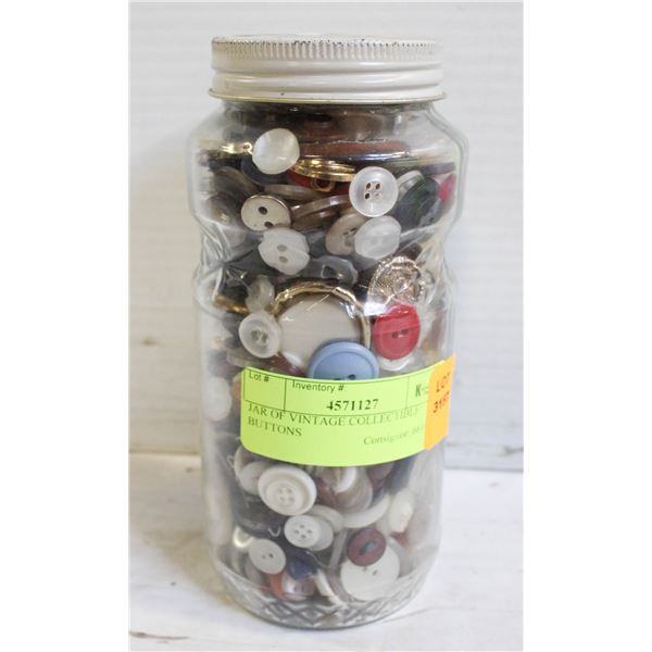 JAR OF VINTAGE COLLECTIBLE BUTTONS
