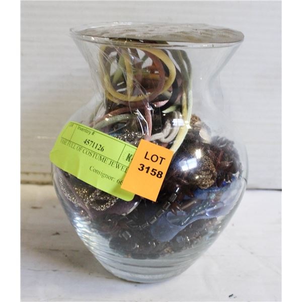 VASE FULL OF COSTUME JEWELRY
