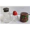 Image 1 : 3 VINTAGE SALT/PEPPER SHAKERS ONE WITH SILVER TOP