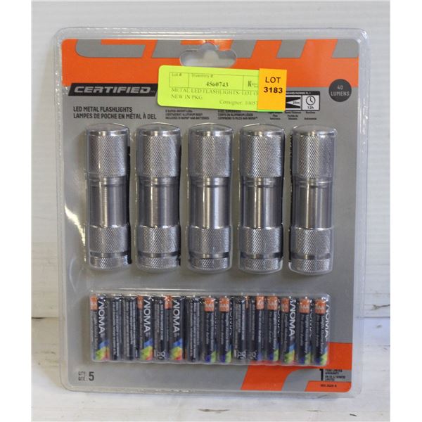 METAL LED FLASHLIGHTS- LOT OF 5 NEW IN PKG