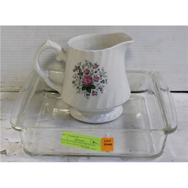 VINTAGE PYREX SQUARE GLASS CAKE TRAY WITH VINTAGE
