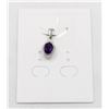 Image 1 : #86-UNHEATED  AMETHYST & CZ GEMSTONE PENDANT