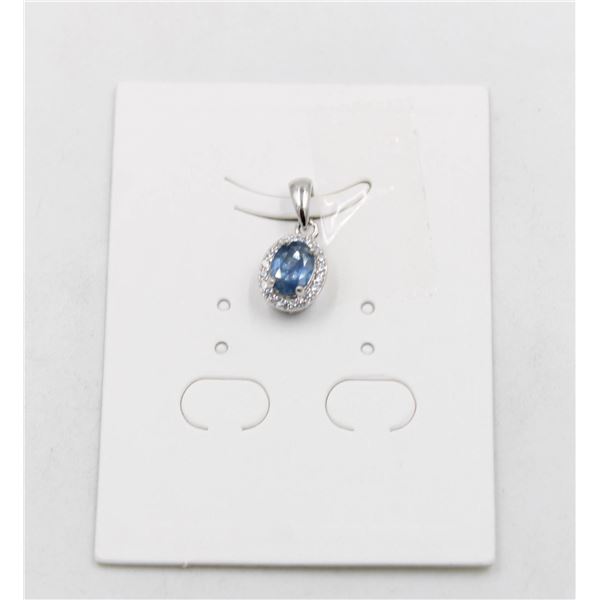 #30-HEATED BLUE SAPPHIRE  & CZ GEMSTONE PENDANT