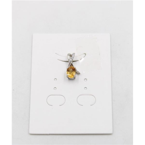 #46-UNHEATED CITRINE  & CZ GEMSTONE PENDANT