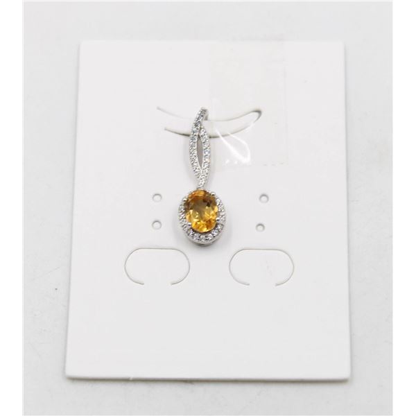#55-UNHEATED CITRINE  & CZ GEMSTONE PENDANT