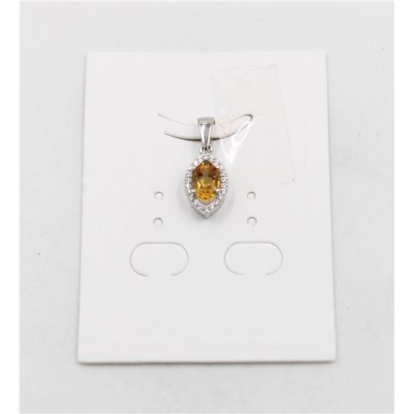 #52-UNHEATED CITRINE  & CZ GEMSTONE PENDANT