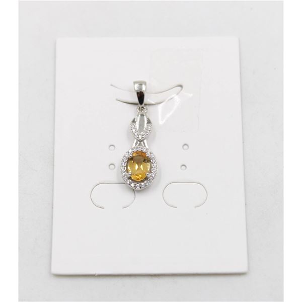 #65-UNHEATED CITRINE  & CZ GEMSTONE PENDANT