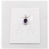 Image 1 : #67-UNHEATED  AMETHYST & CZ GEMSTONE PENDANT