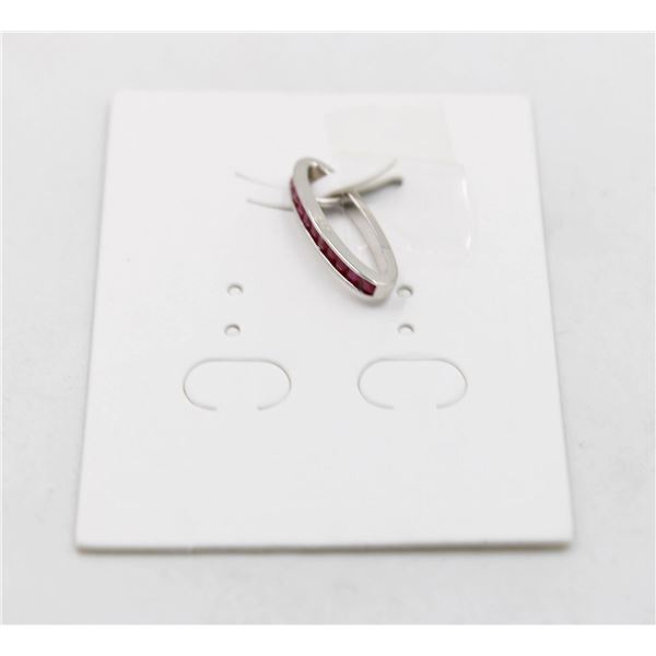 #40-HEATED RED RUBY & CZ GEMSTONE PENDANT