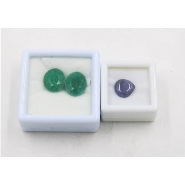#245-UNHEATED TANZANITE 4.50CT  & GREEN JADE 15.10