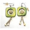 Image 1 : 25)  SILVER TONE & PALE GREEN ABALONE DROP