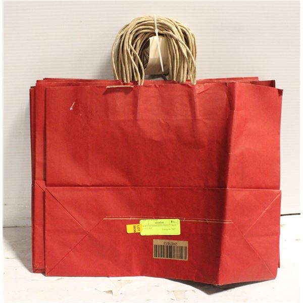NEW PAPER BAGS 15.5X6X12.5 RED 25 COUNT