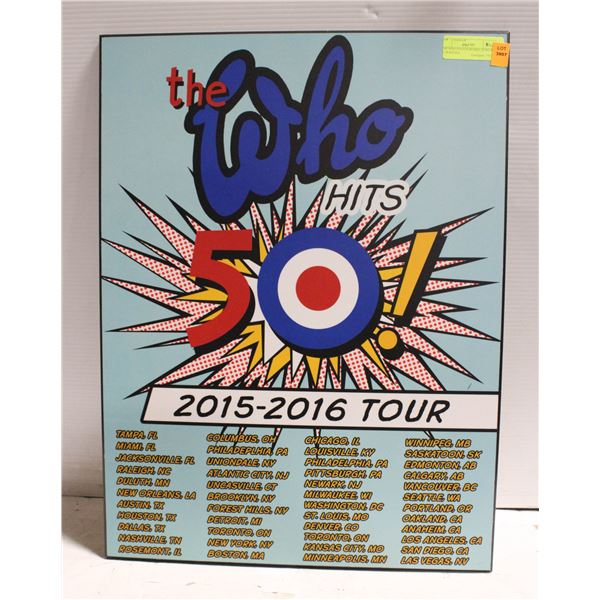 THE WHO POSTER BOARD 24 INCHES X 18 INCHES