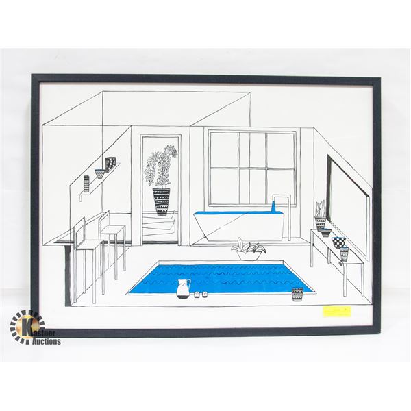 DRAWING APPROX 23"/31" WOOD GLASS FRAME