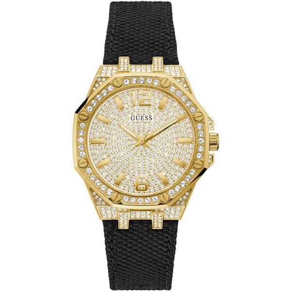BRAND NEW GUESS WOMENS 3 HANDS GOLD TONE WATCH