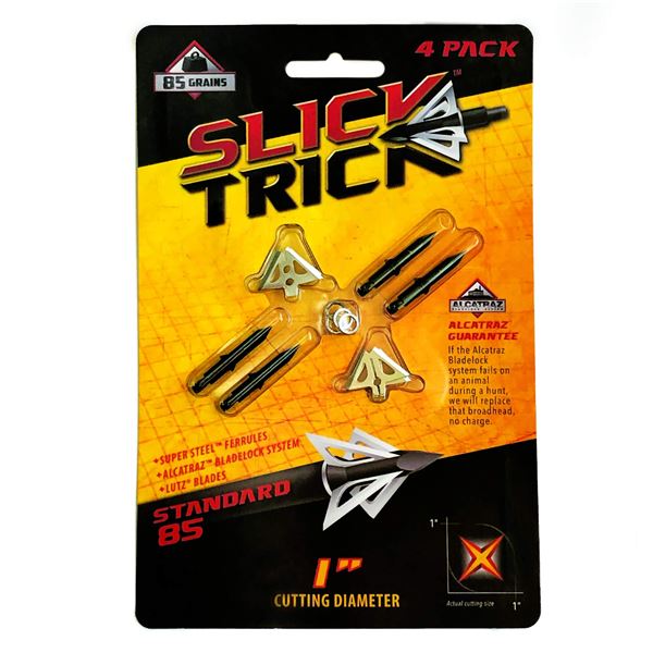 NEW SLICK TRICK STANDARD 4 BROADHEADS 1" CUTTING