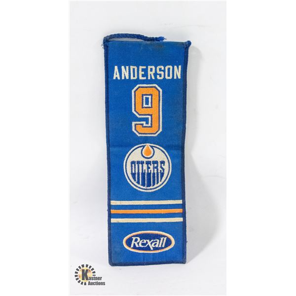 VINTAGE OILERS GLENN ANDERSON #9 MINIBANNER REXALL