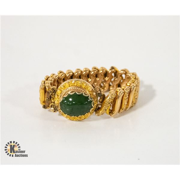 VINTAGE GOLD PLATED JADE EXPANSION BRACELET