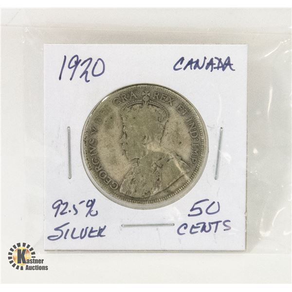 1920 92.5% SILVER KING GEORGE 50 CENTS