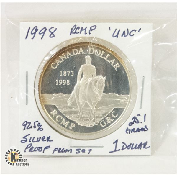 1998 92.5% SILVER RCMP DOLLAR FROM PROOF SET