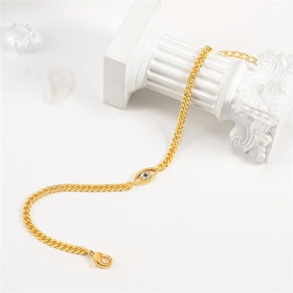 BRAND NEW FANCIBAND EVIL EYE BRACELET IN GOLD TONE