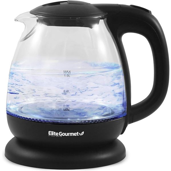 NEW ELITE GOURMET 1L GLASS CORDLESS ELECTRIC